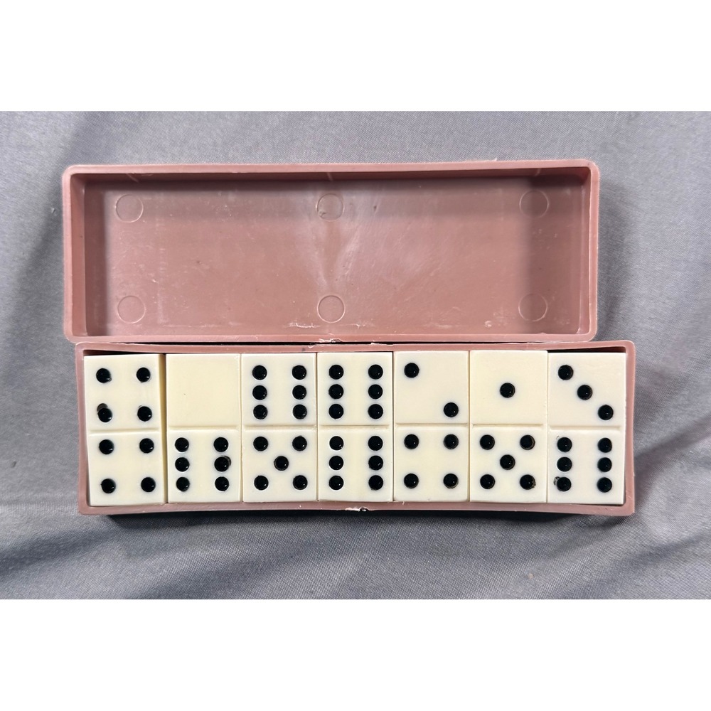 Vintage Soviet Russian Domino Set Cyrillic Case CCCP USSR Retro Game Tiles